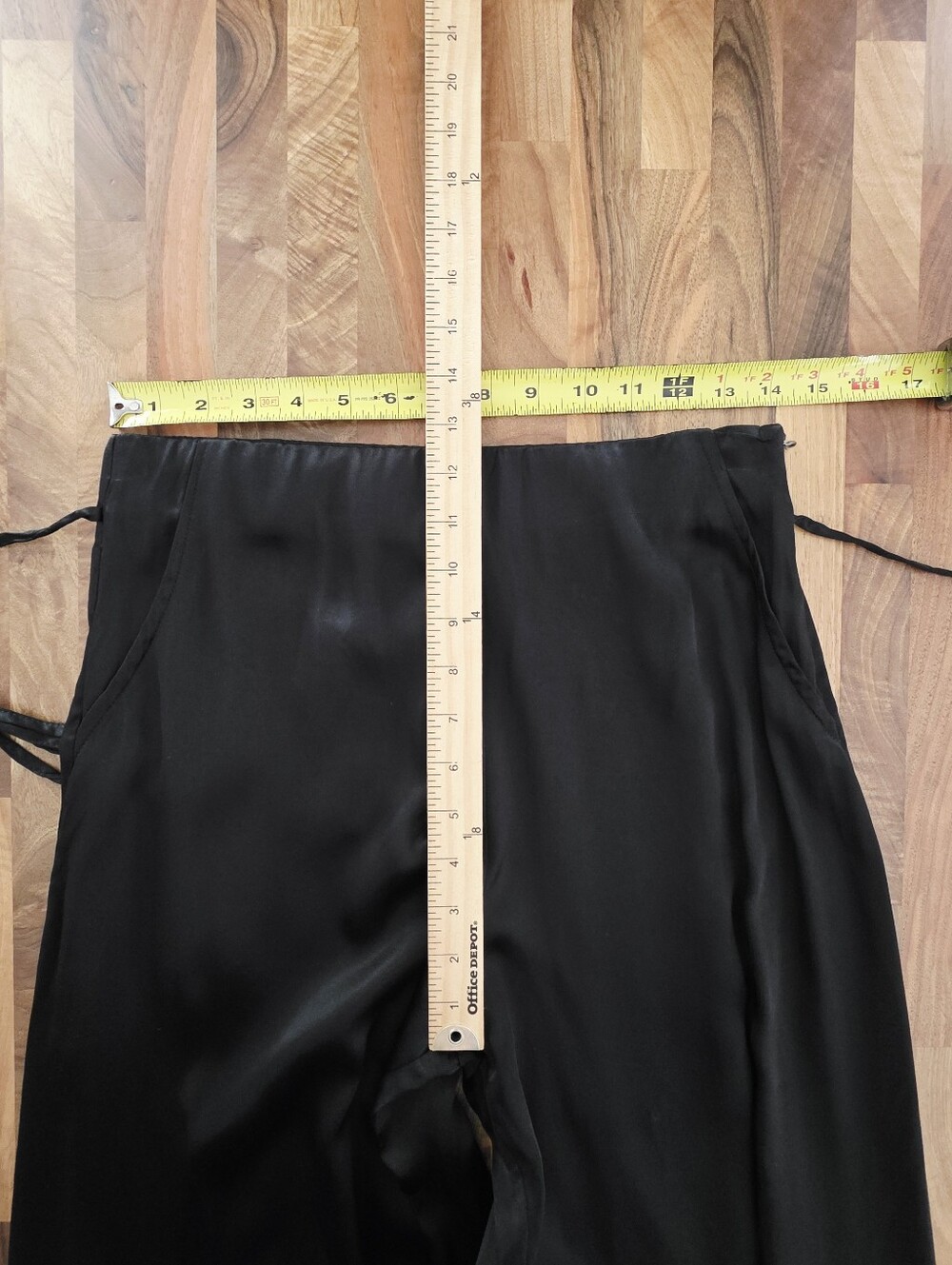 Zara BLOGGER'S FAVE High Rise Black Satin Pants With Waist Drawstring Medium NWT - Picture 10 of 13